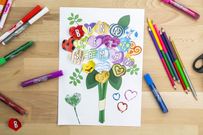 DIY fête des mères bouquet de fleurs en cœurs à créer - matériel
